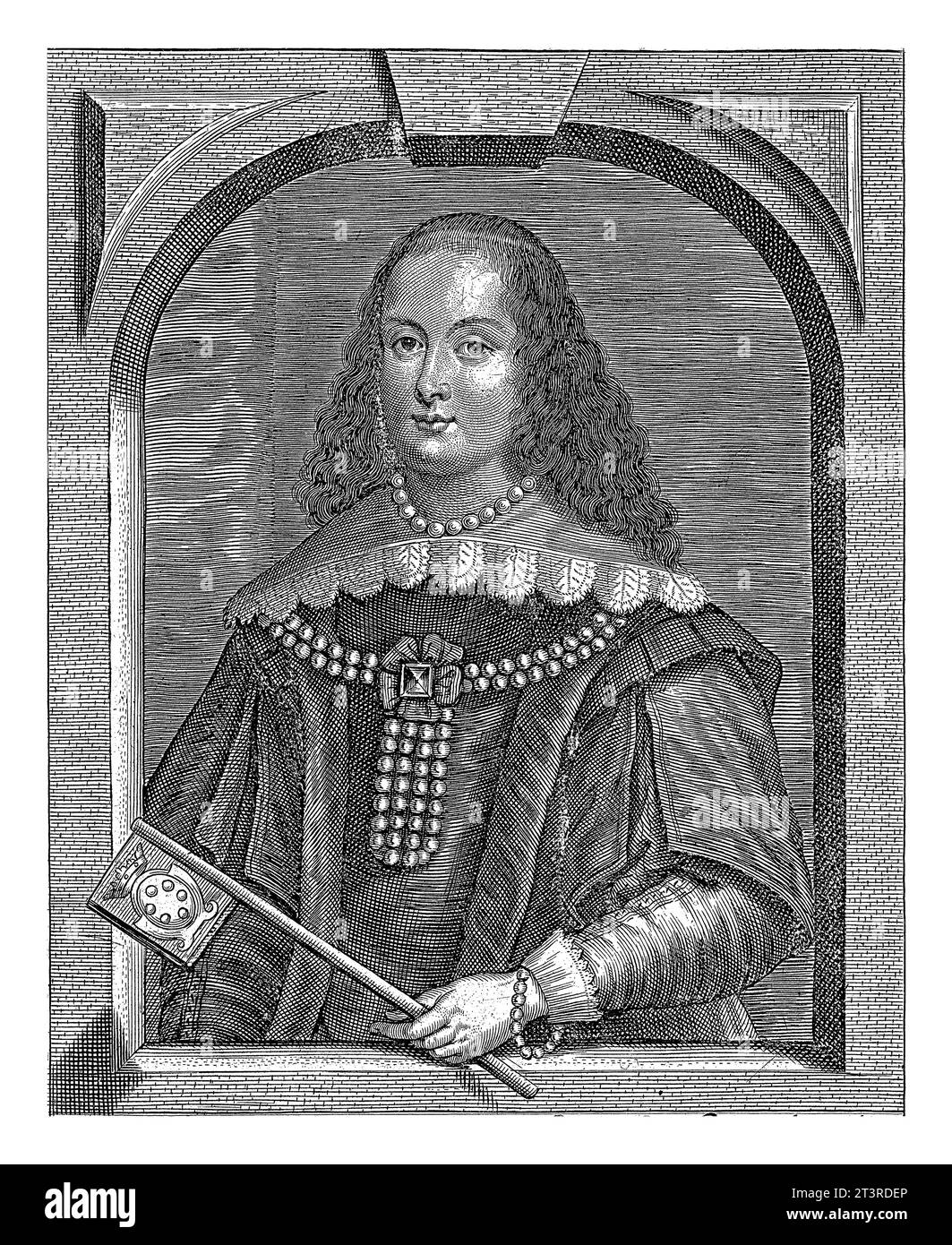 Portrait de Vittoria della Rovere, épouse de Ferdinand II, Pieter de Jode (II), 1645 Portrait de Vittoria della Rovere, en demi-personne. Dans sa gauche h Banque D'Images