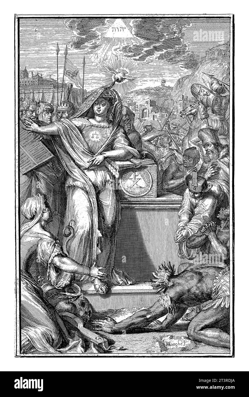 Tirage de titre par Henricus vos, toutes les principales histoires de l'ancien et du Nouveau Testament. Représenté dans uytsteekende konst-platine, 2 vols., Amsterdam, 1703., R Banque D'Images