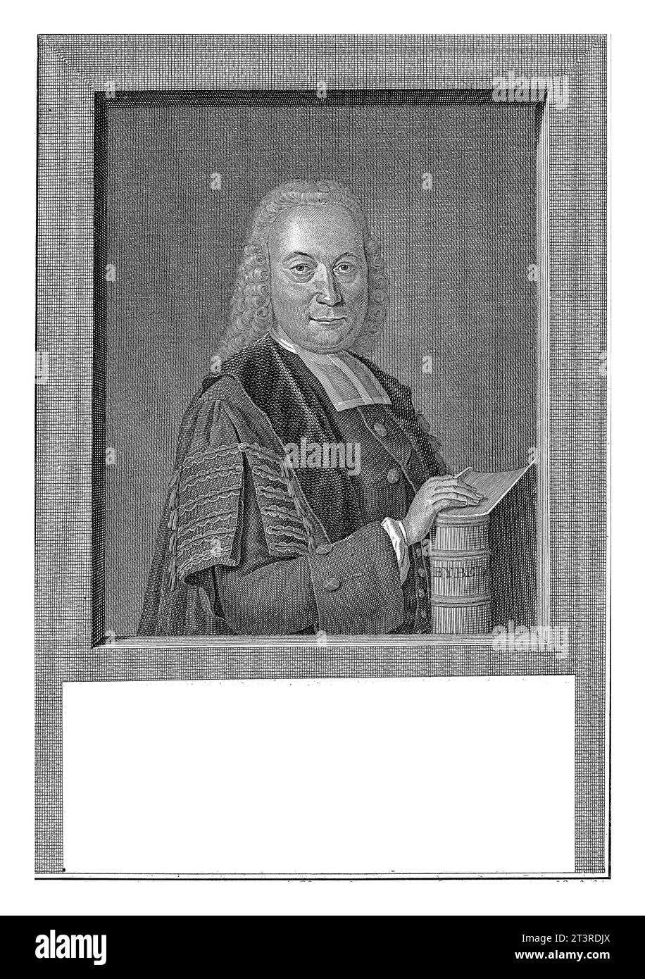 Portrait de Carolus Segaar, Leendert brasser, d'après anonyme, 1775 - 1785 Portrait de Carolus Segaar debout en demi-figurine avec sa main reposant dessus Banque D'Images