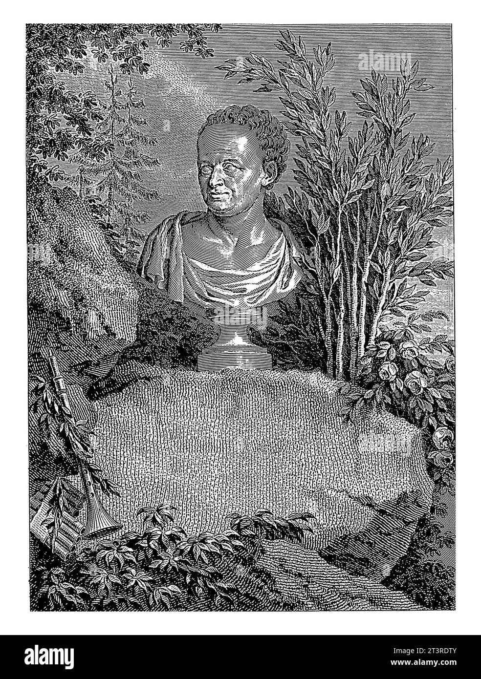 Portrait buste de Salomon Gessner, posé sur une pierre dans un paysage, François Robert Ingouf, d'après Jean Jacques François le Barbier, 1786. Banque D'Images