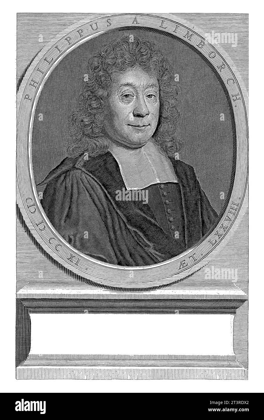 Portrait de Philippus van Limborch à l'âge de 78 ans, Pieter van Gunst, d'après David van der Plas, 1711 - 1731 Philippus van Limborch à l'âge de 78 ans. Banque D'Images