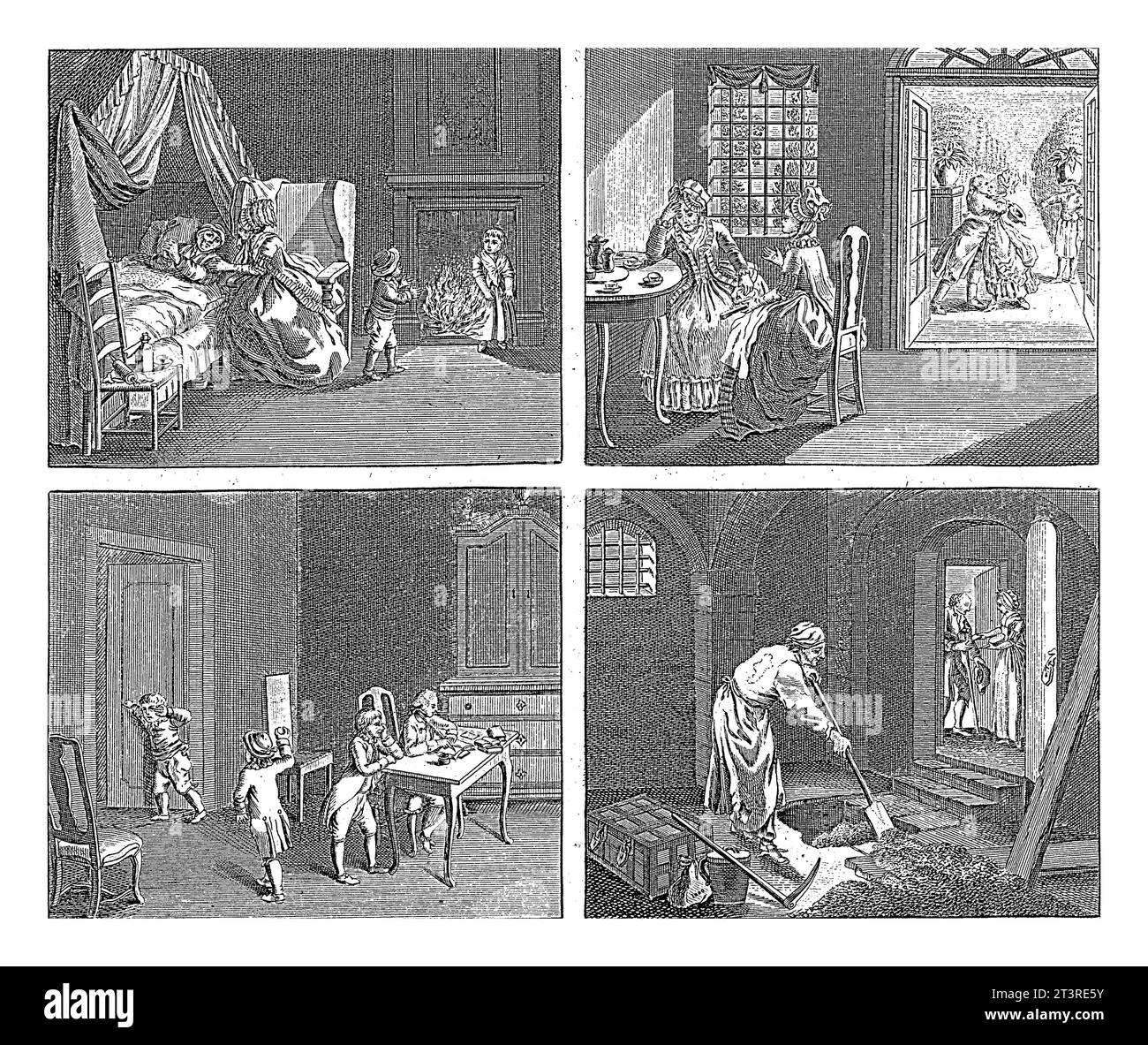 Quatre scènes sur les propriétés de l'âme, planche 3, Jan Evert grave, 1786 - 1806 quatre scènes sur l'âme de l'homme. Ci-dessus à gauche, marqué une chambre wi Banque D'Images