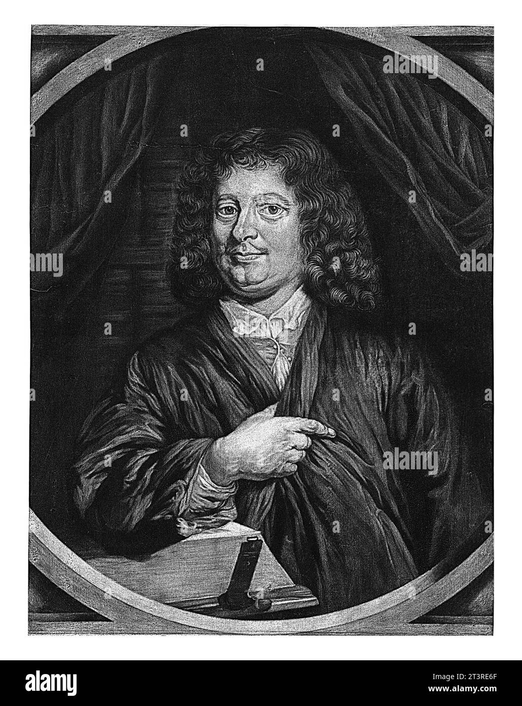 Portrait du prédicateur Gysbertus Oostrom, Cornelis A. Hellemans, d'après Nicolaes Maes, 1650 - 1700 Banque D'Images