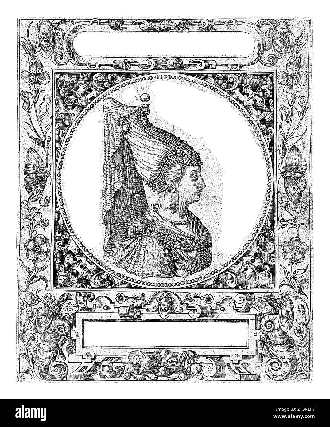 Portrait du sultane Manto, Theodor de Bry, d'après Jean Jacques Boissard, 1596 Portrait rond du sultane d'après l'exemple d'une pièce de monnaie. Banque D'Images
