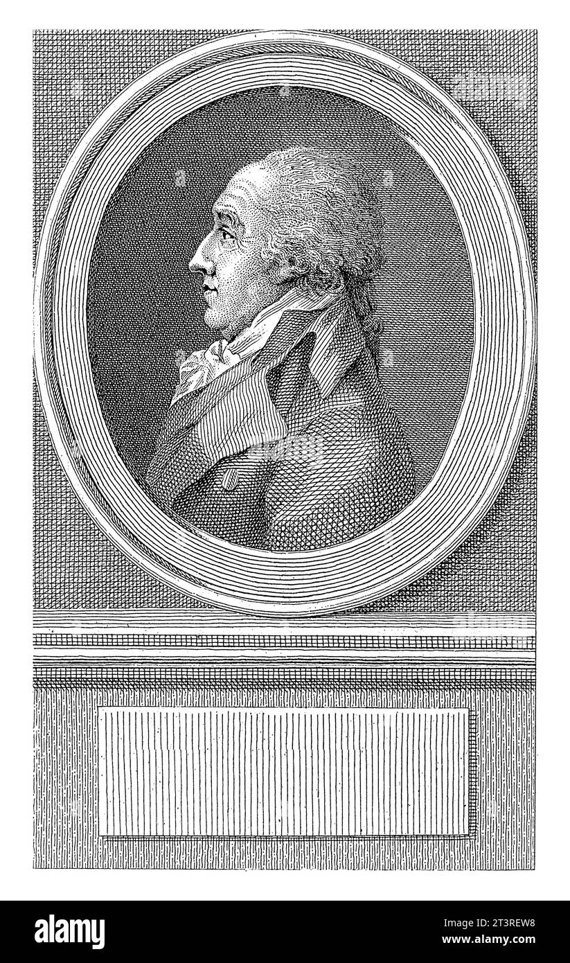 Portrait de Christiaan Brunings, Reinier Vinkeles (I), 1786 - 1809 Portrait de l'ingénieur hydraulique Christiaan Brunings. Banque D'Images