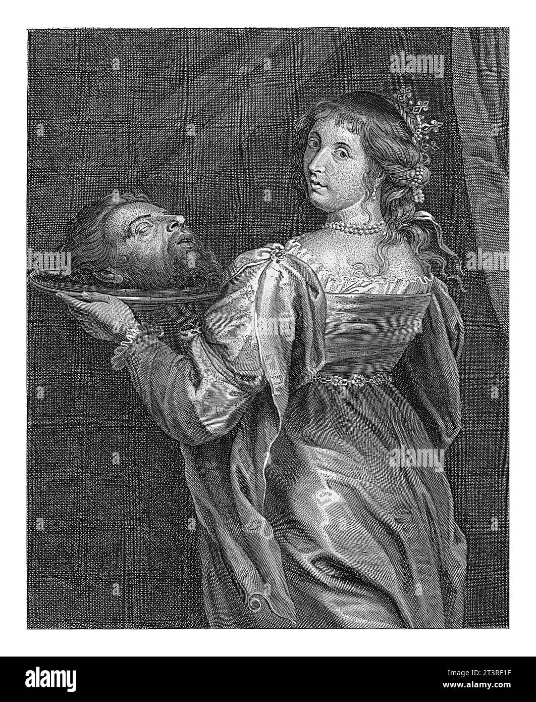Salomé avec la tête de Jean-Baptiste, Jacob Neefs, d'après Gerard Seghers, 1632 Salomé, vue sur le dos, avec une couronne et des perles dans les cheveux. Banque D'Images