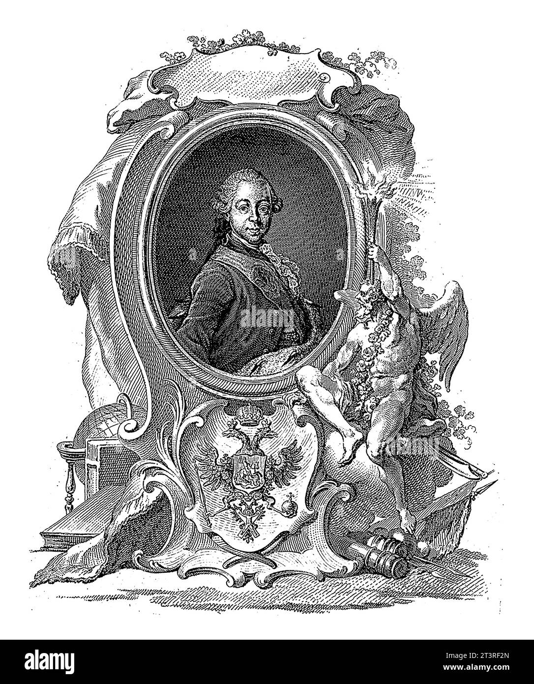 Portrait de Paul I, Tsar de Russie, Johann Esaias Nilson, 1764 - 1788, gravé vintage. Banque D'Images