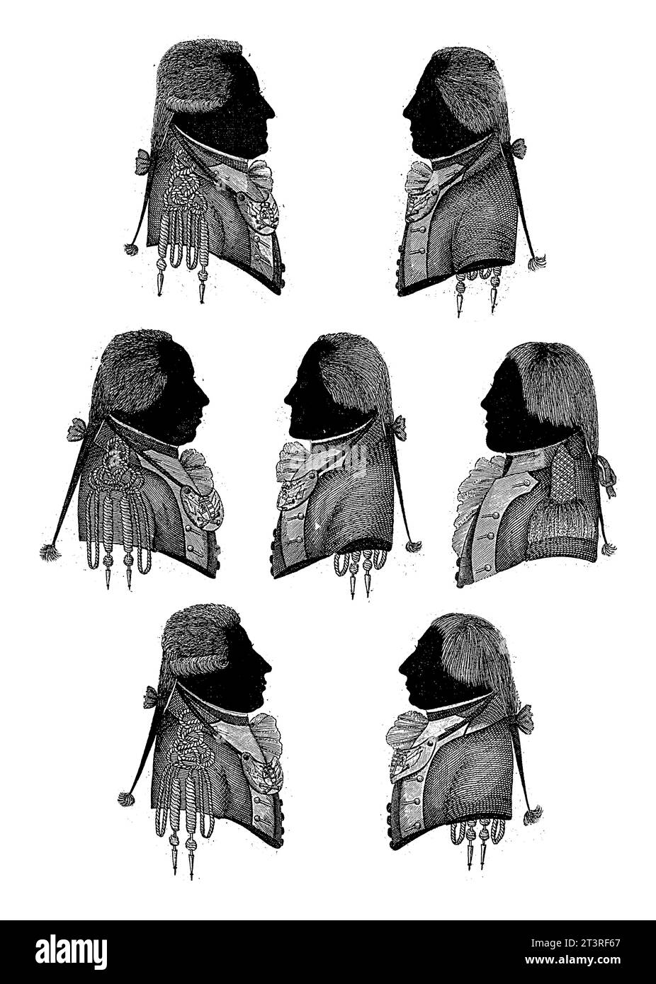 Portraits de silhouettes de J.L.E. Scheppern, C.L. Teutscher von Liesfeld, G.H. von Nitzswitz, J.A. Brendel, J.J. Colthoff, C.T.A. Alberti et J. Kroon, A. Banque D'Images