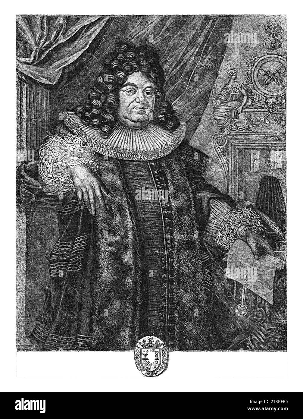 Portrait de Johann Dietrich Schaffhausen, Pieter van den Berge, 1691 Portrait de Johann Dietrich Schaffhausen à l'âge de 48 ans. Il se tient à la sienne Banque D'Images