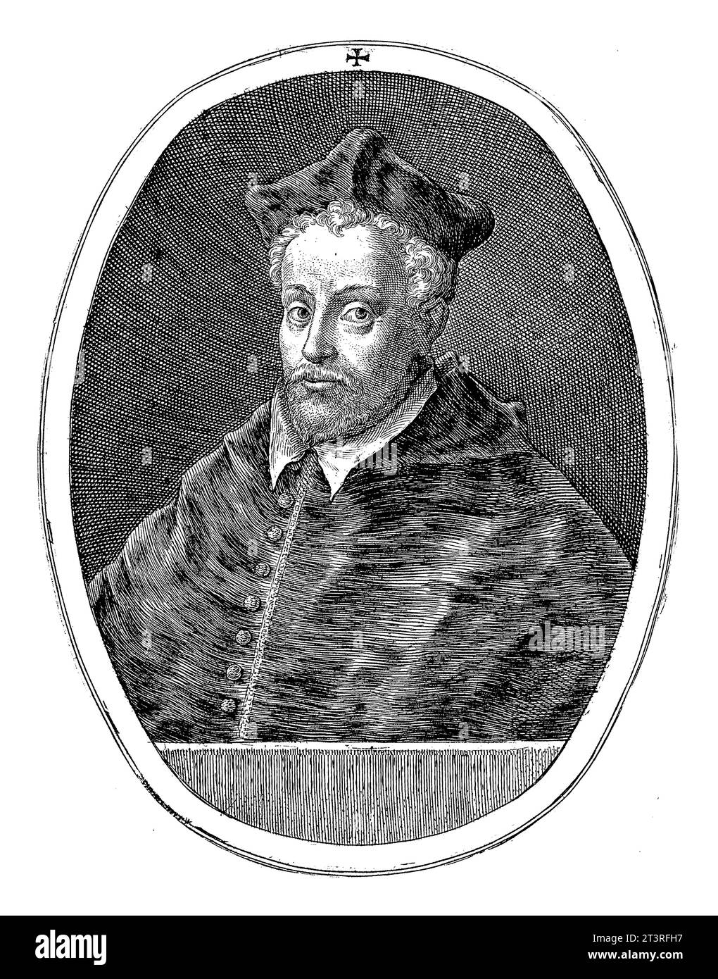 Portrait d'Albrecht comme cardinal, Crispijn van de passe (I), 1574 - 1637 Portrait d'Albrecht, archiduc d'Autriche, comme cardinal, en dessous de sa devise à la Banque D'Images