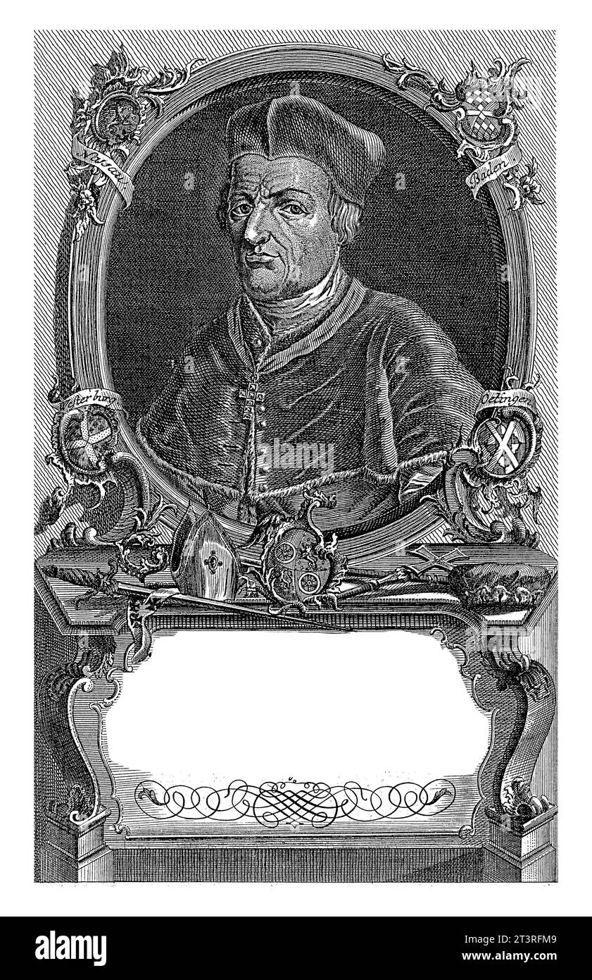 Portrait d'Adolphe II de Nassau, anonyme, 1600 - 1699 Portrait d'Adolphe II dans un ovale. Autour de lui un certain nombre d'objets allégoriques. Banque D'Images