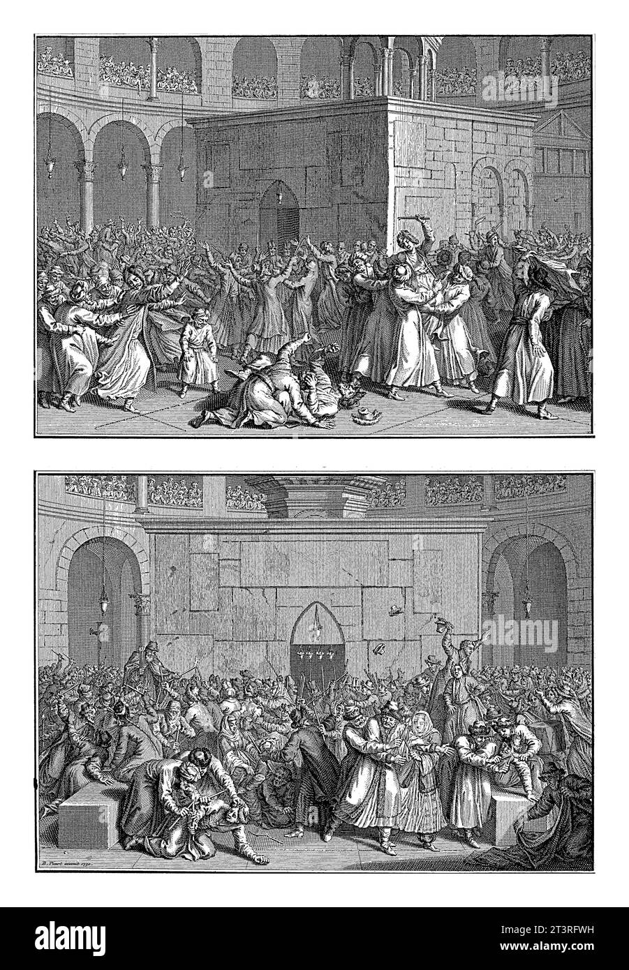 Les chrétiens orthodoxes orientaux attendent le feu sacré dans l'église du Saint-Sépulcre à Jérusalem le jour de la veille de Pâques, Bernard Picart (atelier Banque D'Images