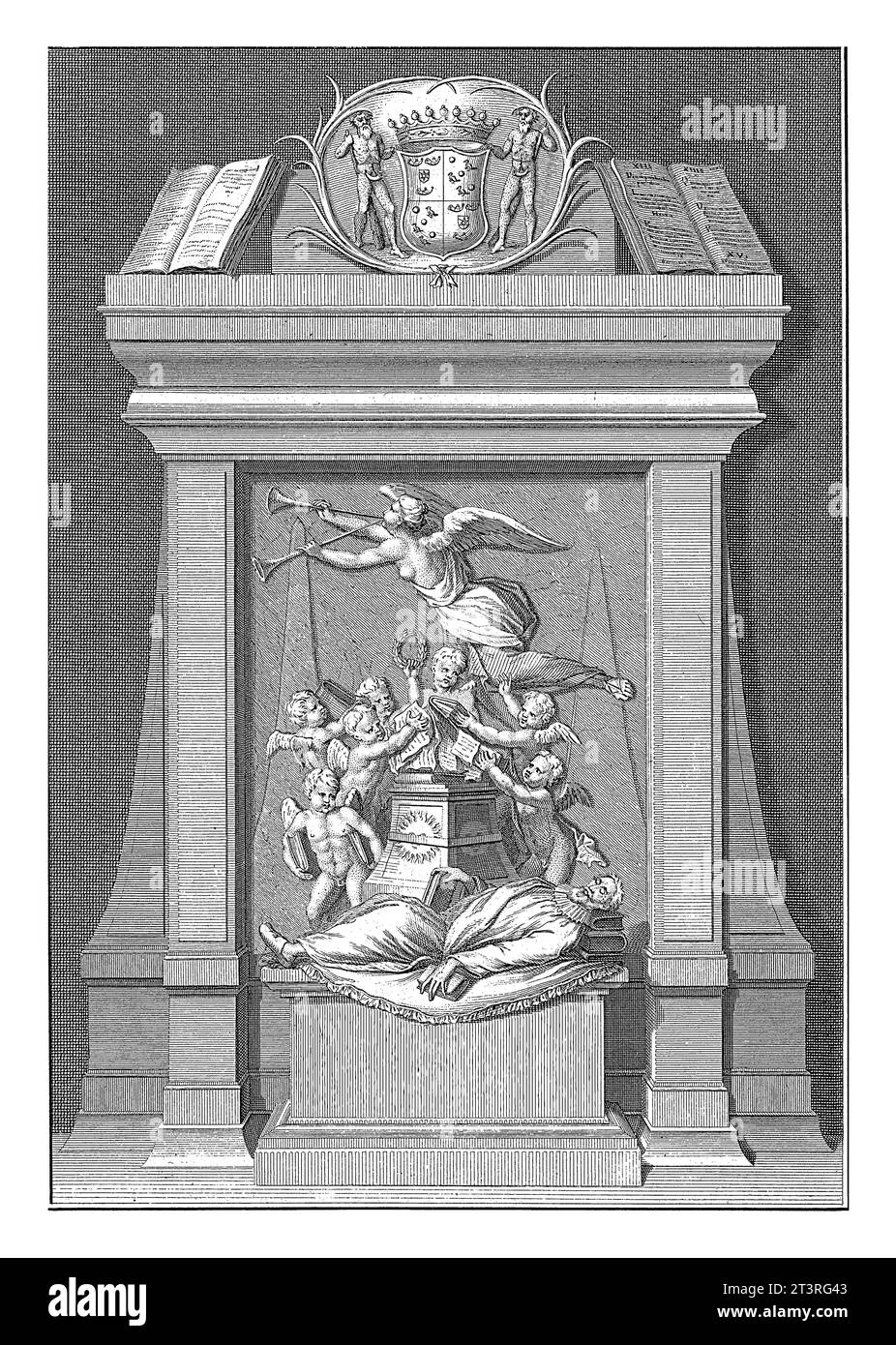 Conception de la tombe d'Hugo de Groot, mort en 1645, Jan Caspar Philips, d'après Rombout Verhulst, 1711 - 1727 conception de 1663 pour la tombe d'Hugo de Groo Banque D'Images