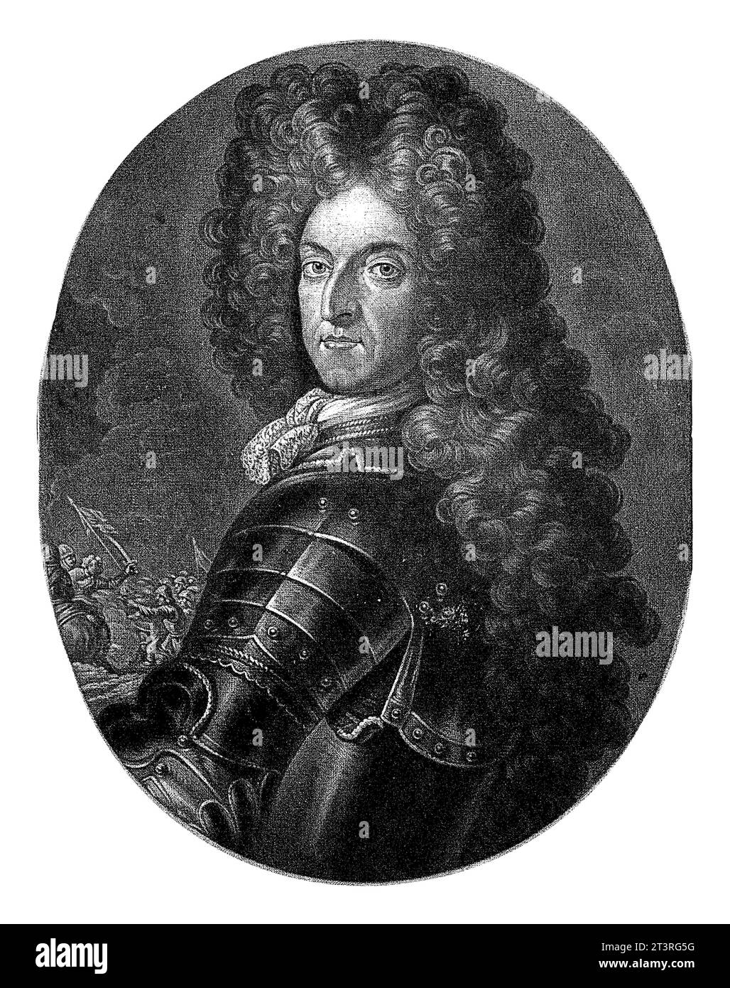 Portrait de Lord John Cutts, Pieter Schenk (I), 1670 - 1713 Lieutenant-général et poète Lord John Cutts, baron de Gowran. Banque D'Images