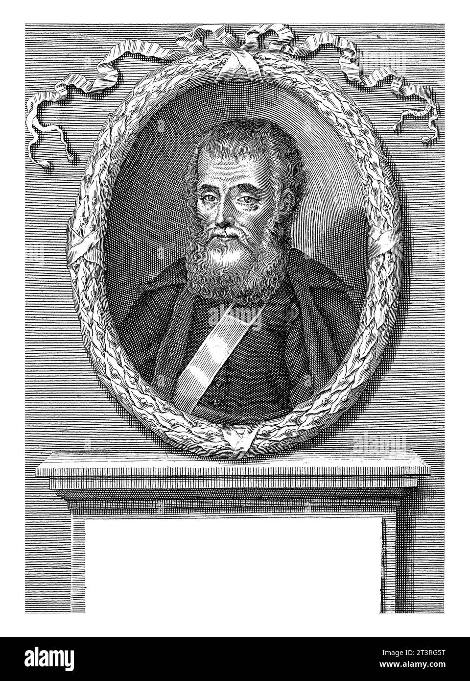 Portrait du père Petrus Fourier, Richard Collin, 1650 - 1694 Portrait du père Petrus Fourier, en ovale avec un cadre de feuilles de Laurier. Banque D'Images