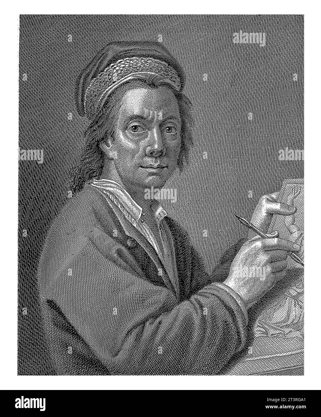 Portrait de l'artiste Michelangelo Ricciolini, Antonio Pazzi, d'après Michelangelo Ricciolini, 1752 - 1762 Banque D'Images