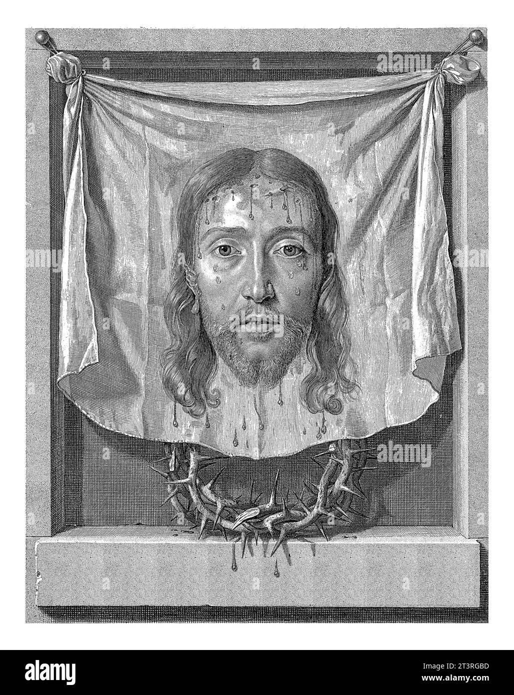 Sudarium de Sainte Véronique, Nicolas de Plattemontagne, d'après Philippe de Champaigne, 1650 - 1706 le tissu de sueur de Sainte Véronique avec l'empreinte de Banque D'Images