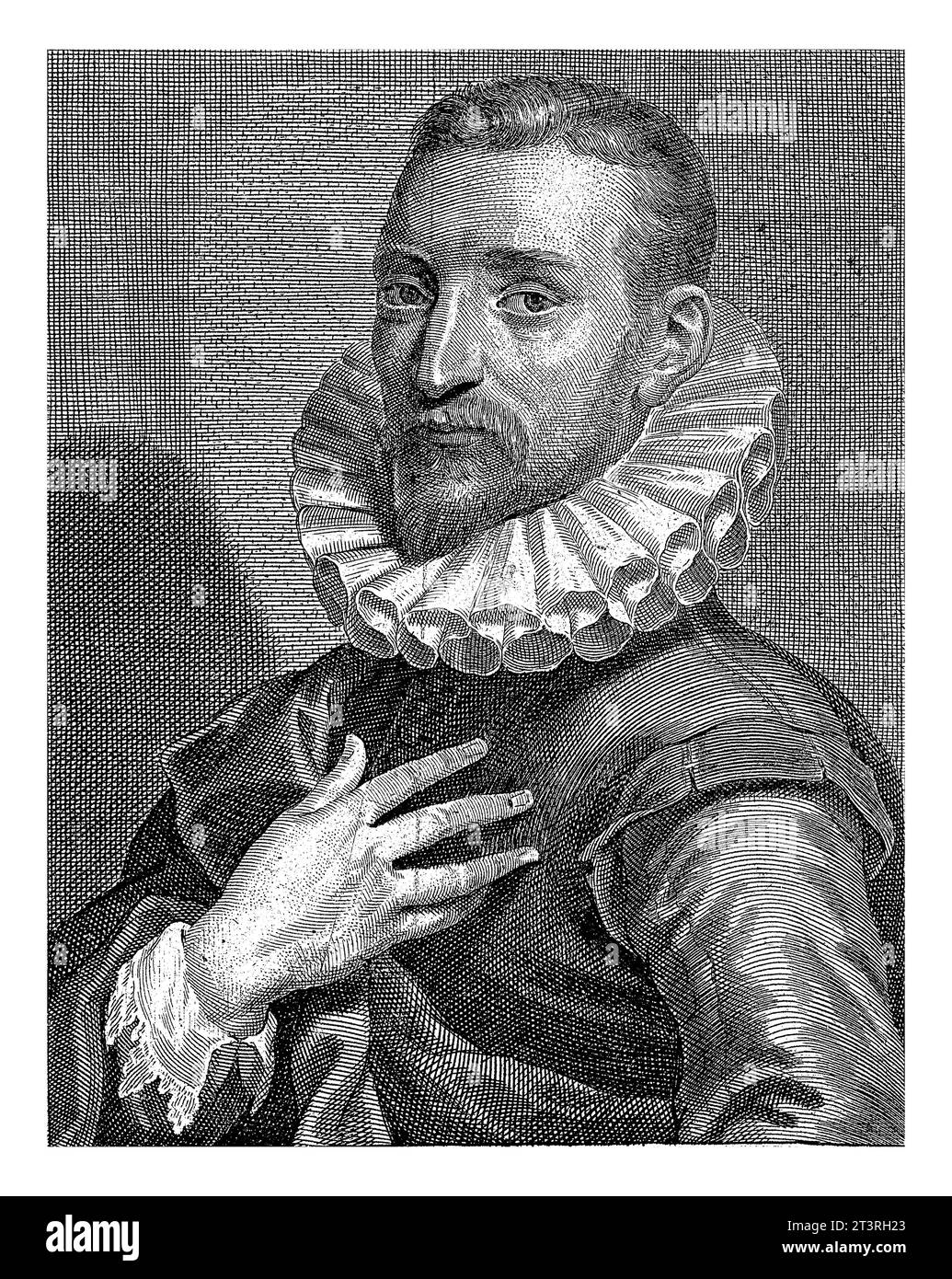 Portrait du peintre Tobias Verhaecht, Cornelis van Caukercken, d'après Otto van Veen, c. 1640 - 1680 Banque D'Images