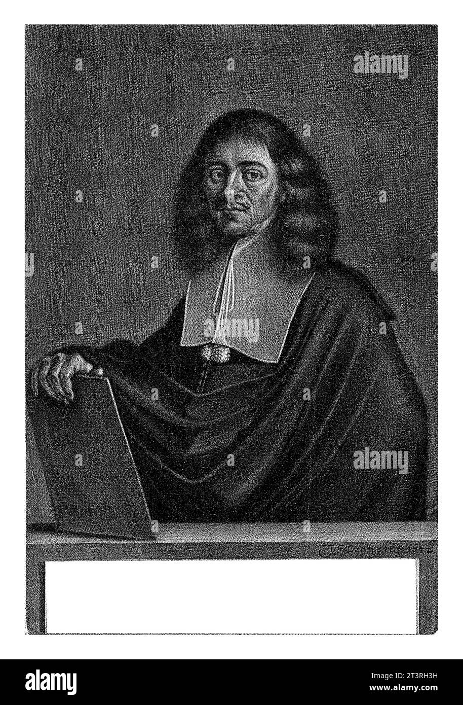 Portrait de Michael Fennitzer, Johann Friedrich Leonard, 1672 Michael Fennitzer, imprimeur à Nuremberg, tenant une plaque de cuivre. Banque D'Images