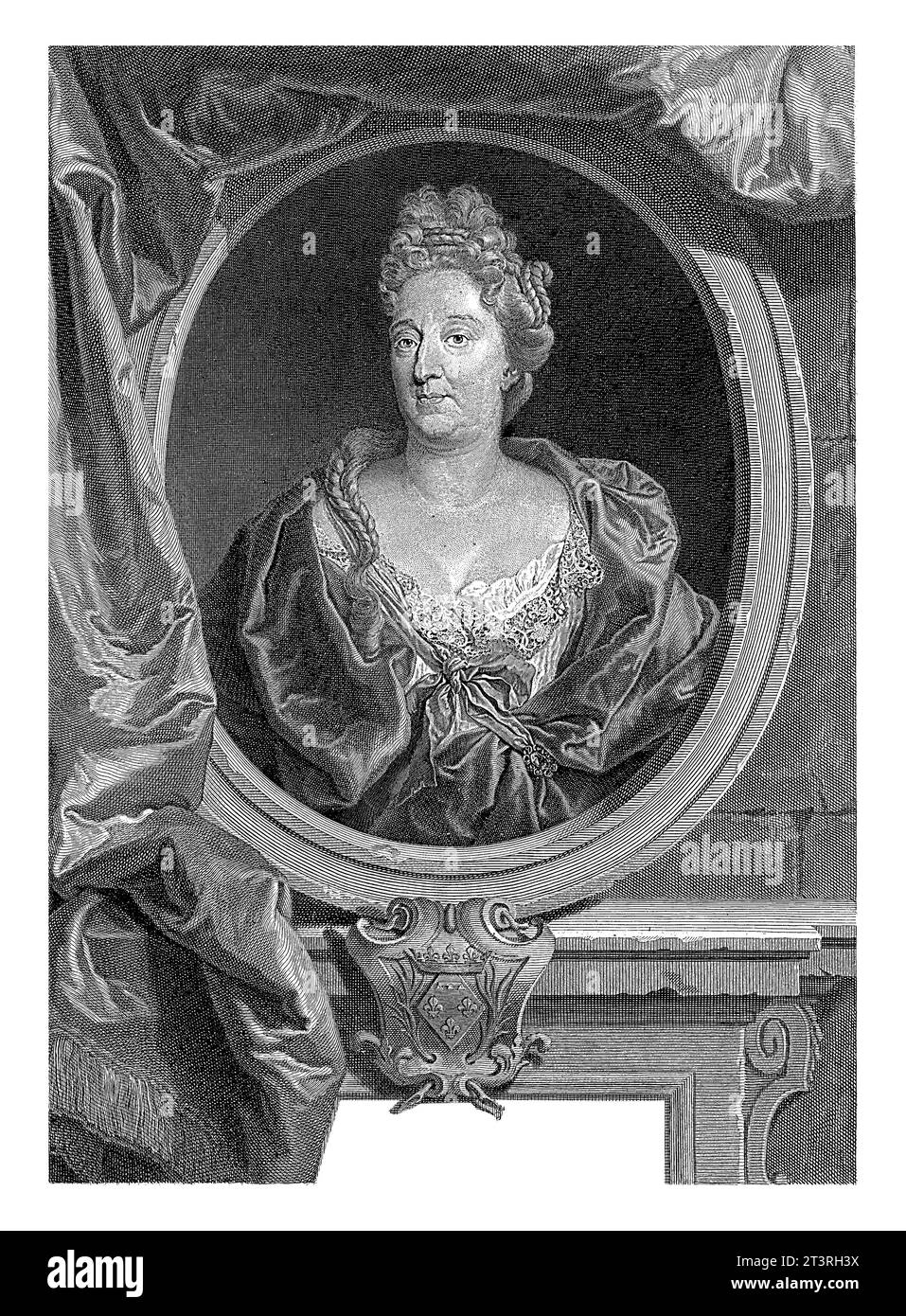Portrait de Marguerite Louise d'Orléans, Cornelis Martinus Vermeulen, d'après Hyacinthe Rigaud, 1691 Portrait de Marguerite Louise d'Orléans, aînée d Banque D'Images
