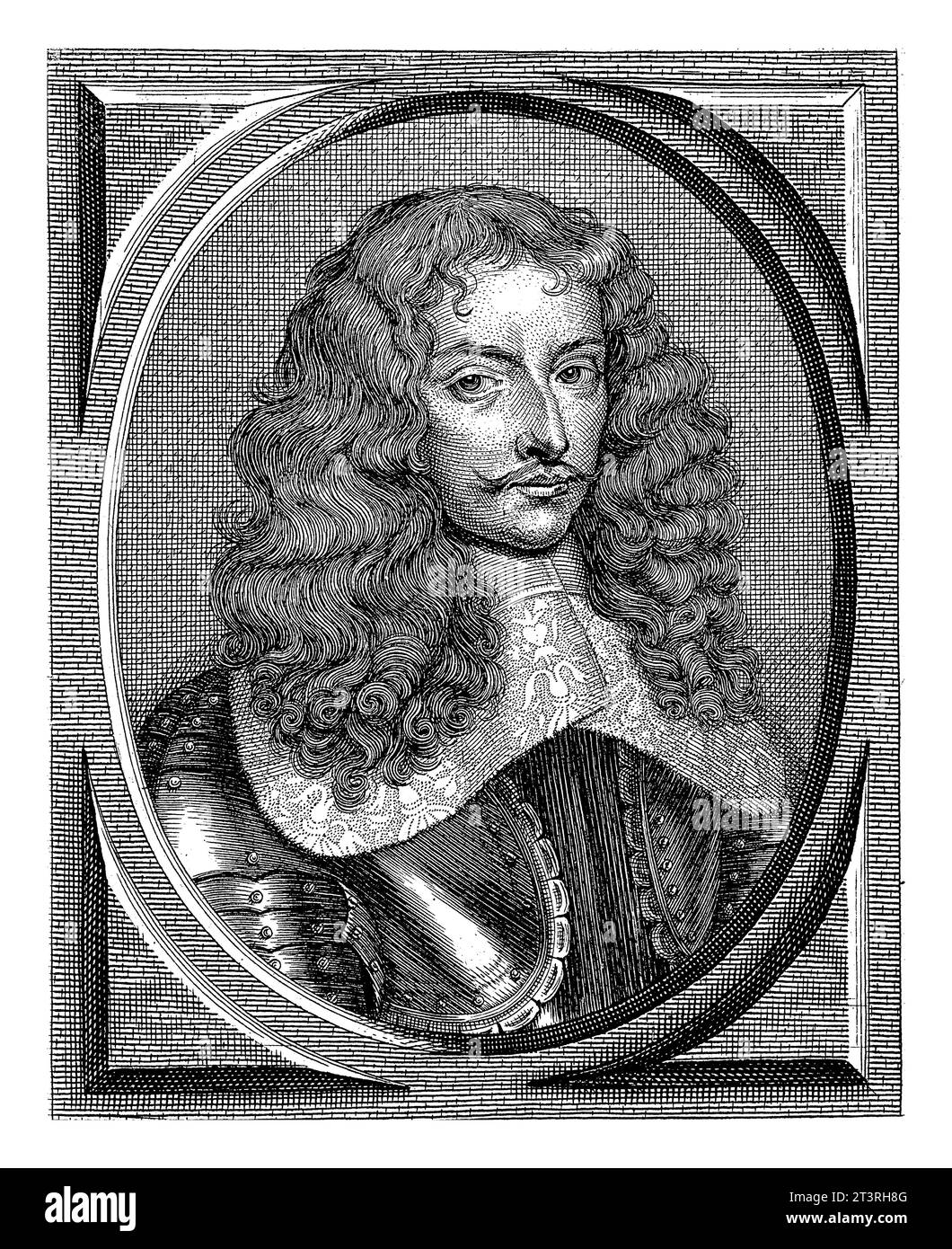 Portrait de Jean Charles de Watteville, Cornelis Meyssens, d'après Charles Wautier, 1650 - 1670 Portrait de Jean Charles de Watteville, marquis de Confl Banque D'Images