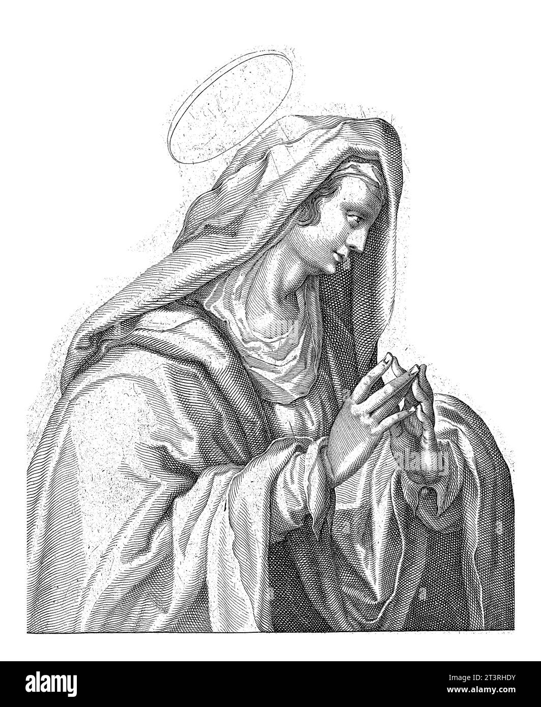Marie comme Mater Dolorosa, Jacob de Gheyn (II) (atelier de), d'après Jan Nagel (1570-1616), 1593 - 1597 Marie, à mi-longueur, les mains dans un geste de prière. Banque D'Images