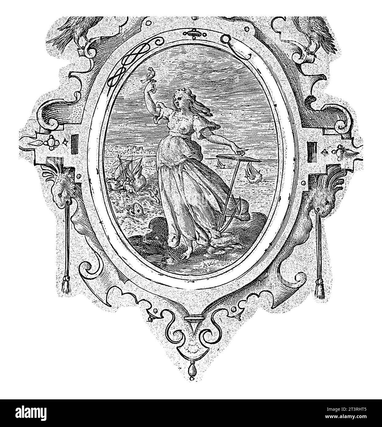 Espoir, Crispijn van de passe (I), 1574 - 1637 Paysage avec la personnification féminine de l'espérance (Spes), l'une des trois vertus théologiques, avec un A. Banque D'Images