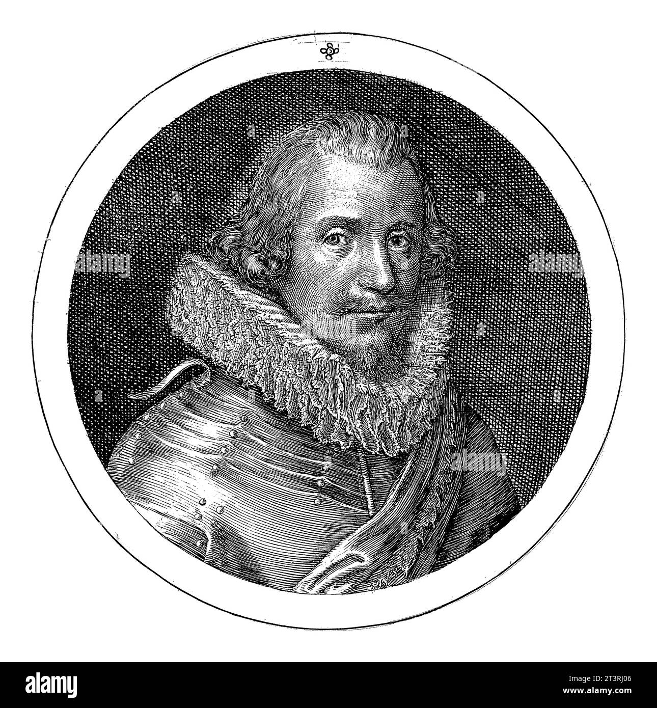 Portrait d'Ernst Casimir, Comte de Nassau-Dietz, Crispijn van de passe (I), 1615 Portrait d'Ernst Casimir en cercle avec lettrage de bord. Banque D'Images