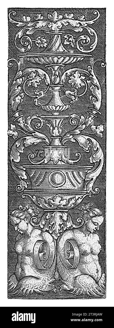 Ornement avec candélabre et deux sirènes, Monogrammiste AC (16e siècle), d'après Barthel Beham, 1520 - 1562 Banque D'Images