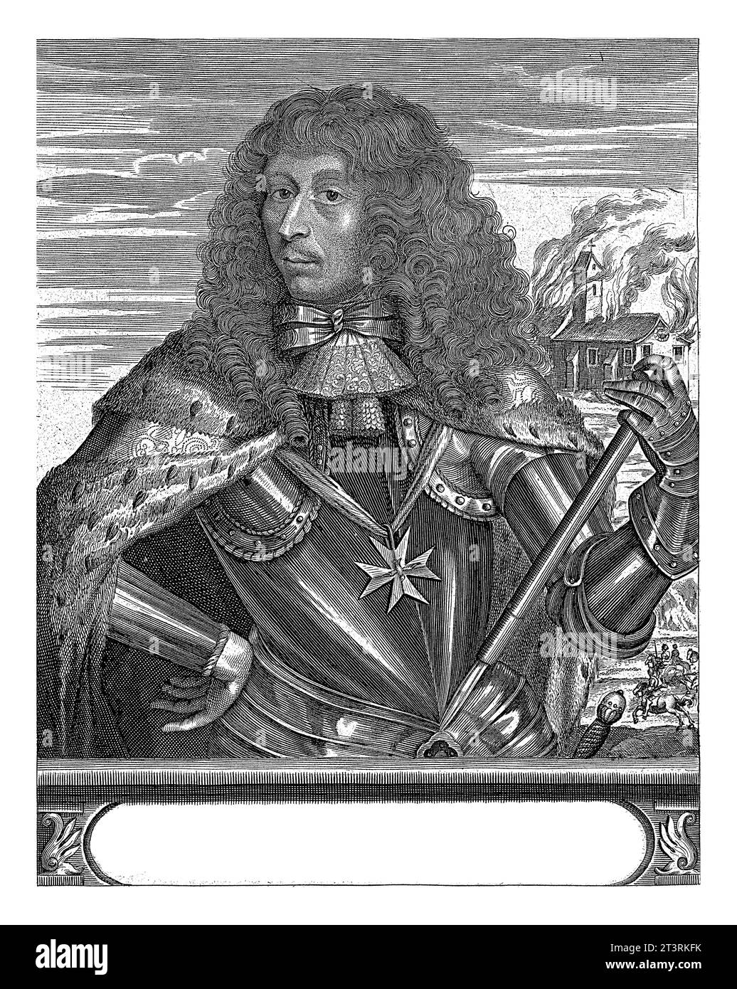 Portrait d'Henri de Bourbon, Christiaan Hagen, c. 1635 - 1695 Portrait en demi-corps d'Henri de Bourbon, vêtu d'armure et d'une cape d'hermine. Banque D'Images
