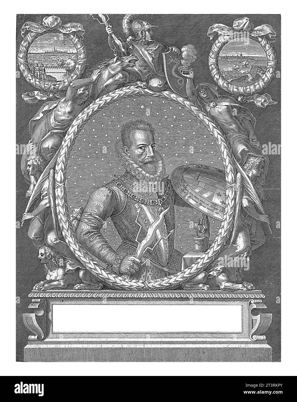 Portrait d'Alessandro Farnese, Duc de Parme, Gijsbert van Veen, d'après Otto van Veen, 1585 - 1612 Alessandro Farnese, Duc de Parme. Banque D'Images