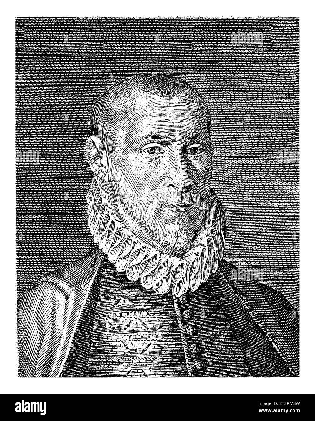 Portrait de Hendrick Laurensz. Spieghel, écrivain et poète, à l'âge de 30 ans. En bas dans la marge, un verset de quatre lignes sur la personne a représenté i Banque D'Images