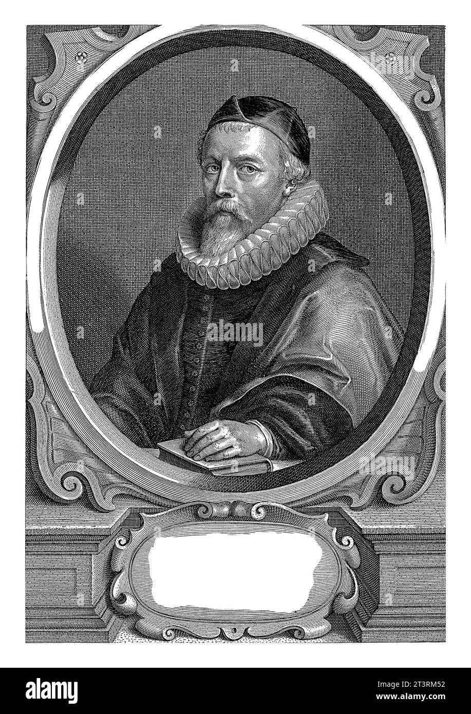 Portrait du peintre Otto van Veen, à l'âge de 72 ans, Paulus Pontius, d'après Gertruida van Veen, 1616 - 1657 Banque D'Images