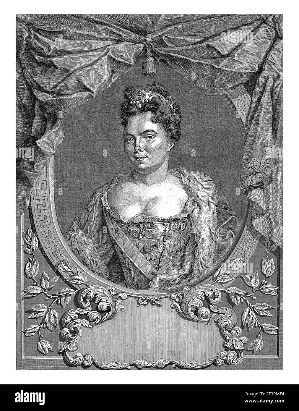 Portrait de Catherine I, Impératrice de Russie, Jacob Houbraken, 1725 - 1780, gravé vintage. Banque D'Images