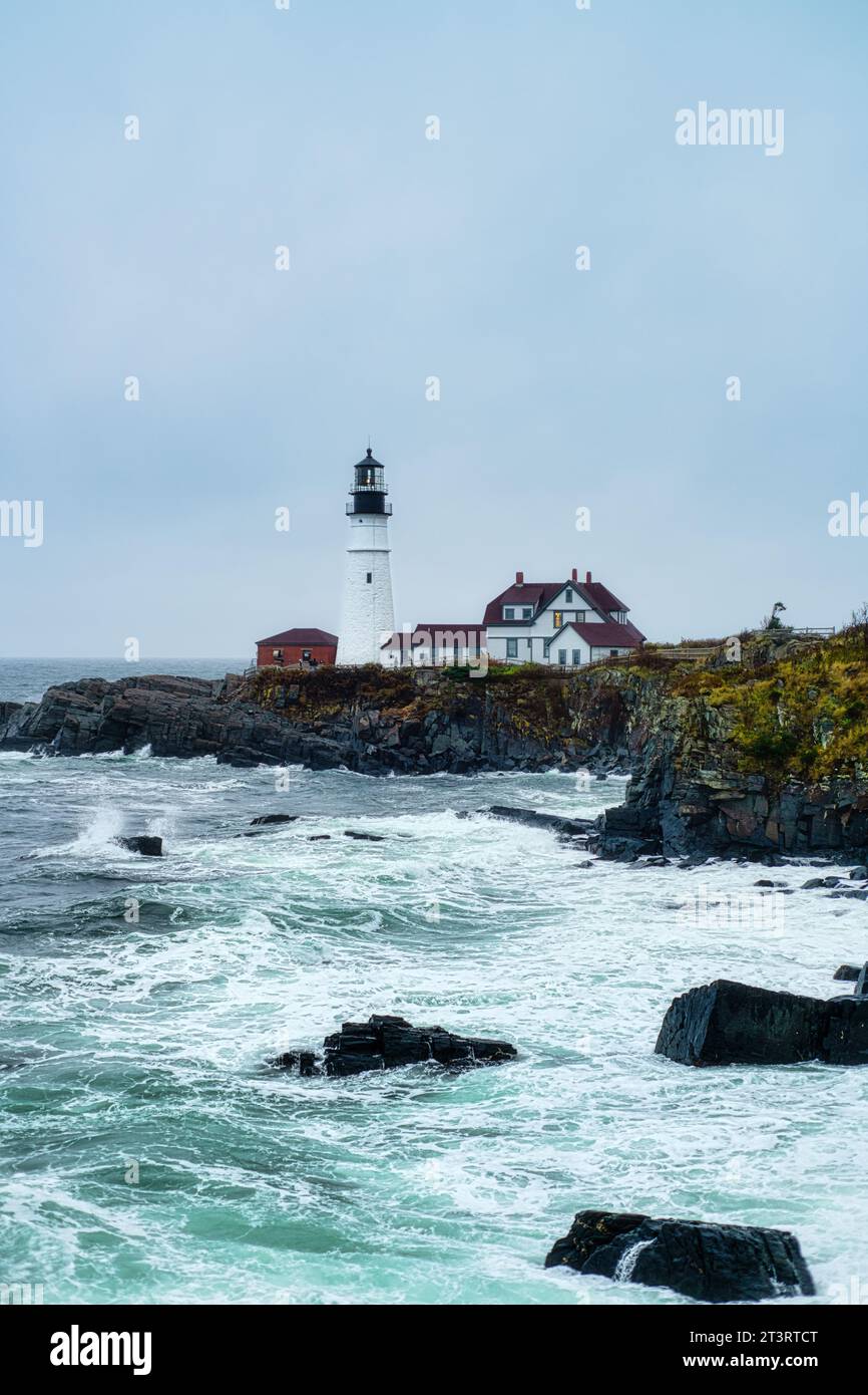 Phare de Portland Head Light à Cape Elizabeth dans le Maine Banque D'Images