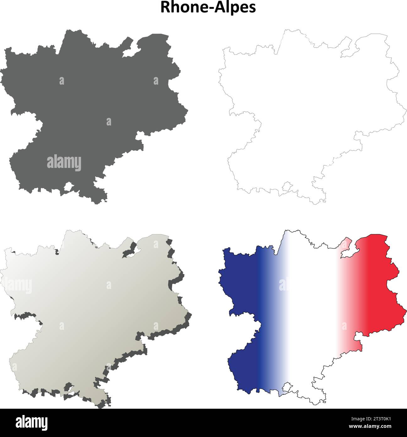 Rhône-alpes carte détaillée vierge définir l'image vectorielle Illustration de Vecteur