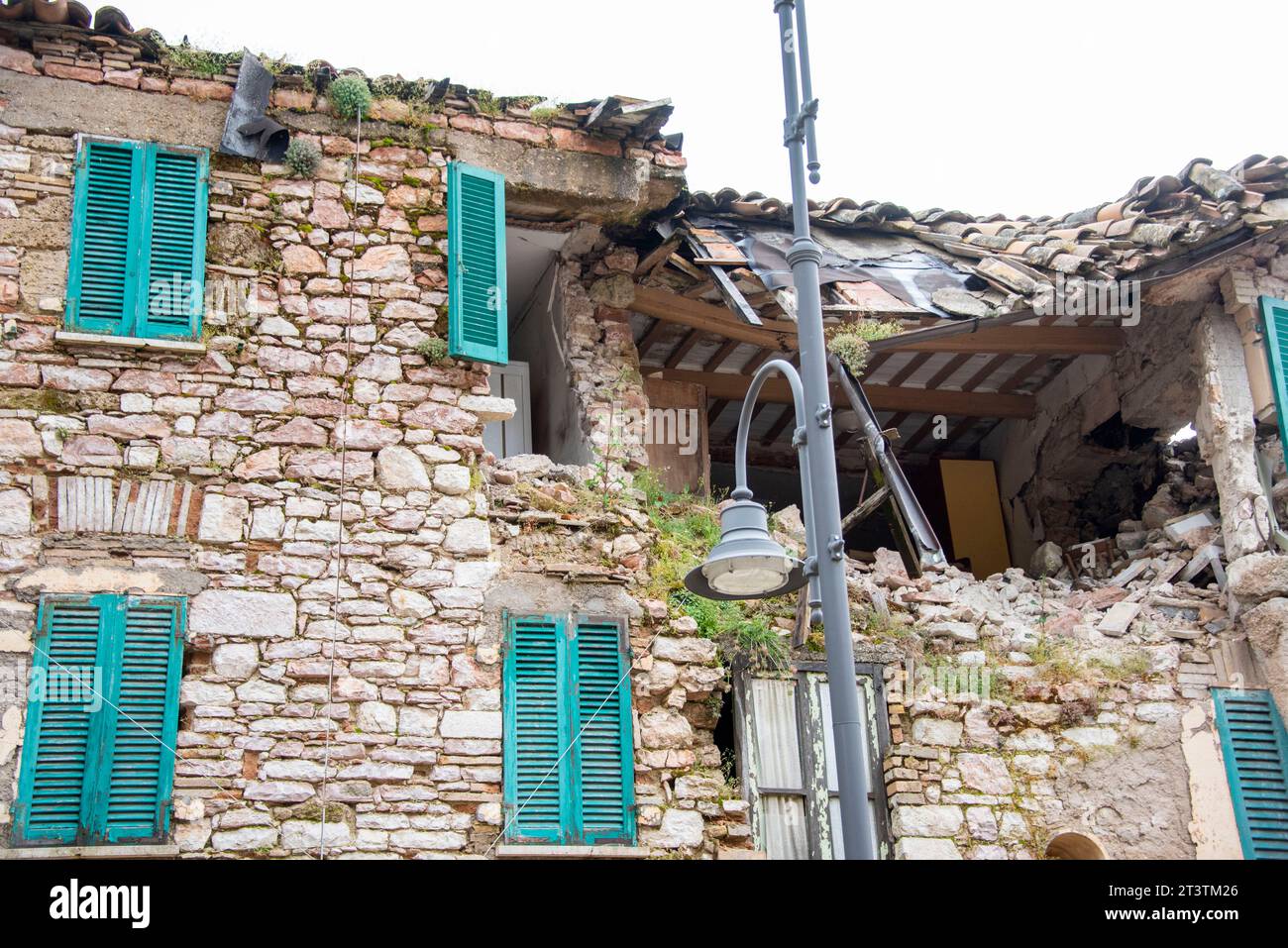 Ville de Castelluccio après le tremblement de terre - Italie Banque D'Images