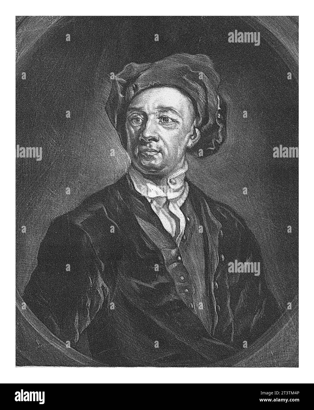Portrait du peintre Jean Baptiste Monnoyer, Jan de Groot, d'après Gottfried Kneller, 1699 - 1776 Banque D'Images