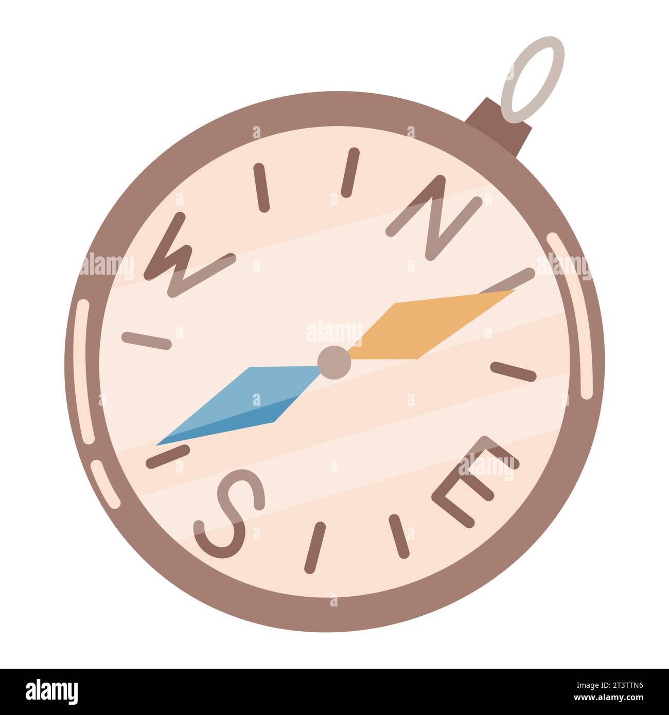 Illustration vectorielle de boussole dessinée à la main isolée sur fond blanc dans un style plat. Objet isolé pour impression, autocollants, logo et web design Illustration de Vecteur