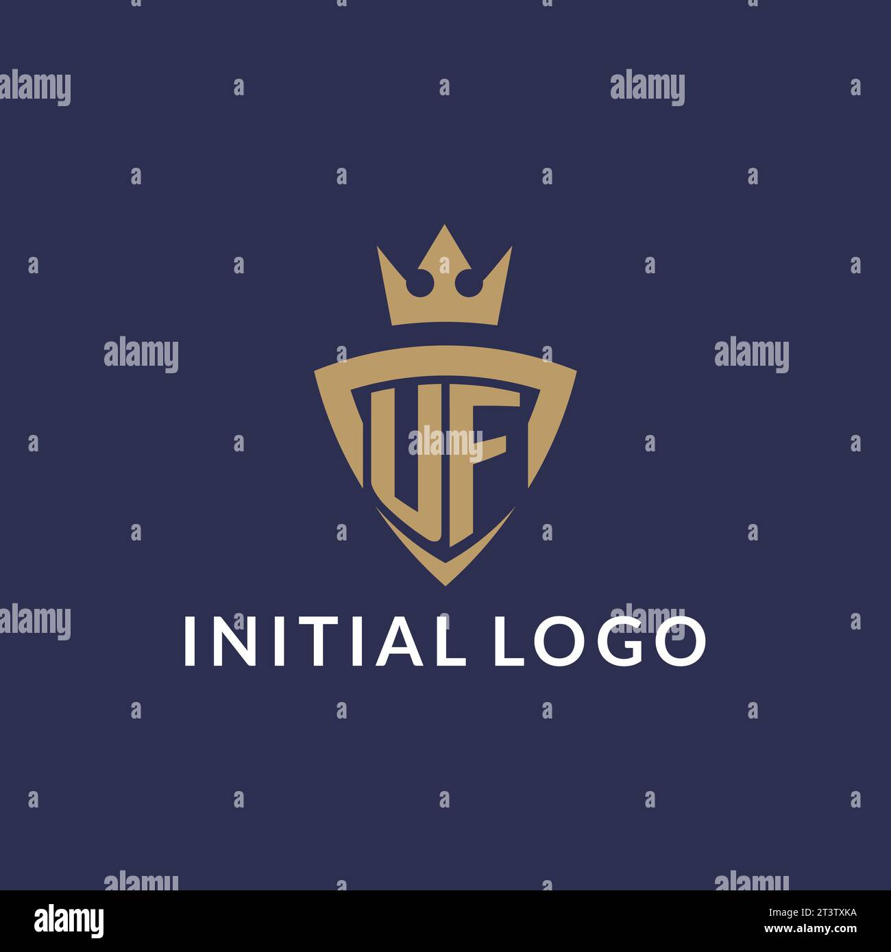 Logo UF avec bouclier et couronne, fichier vectoriel de style de logo initial monogramme Illustration de Vecteur