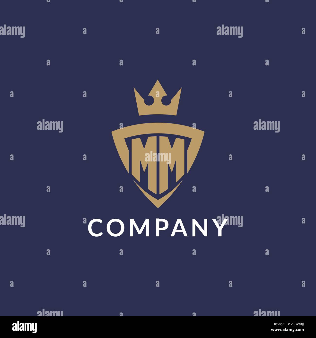 Logo MM avec bouclier et couronne, fichier vectoriel de style de logo initial monogramme Illustration de Vecteur