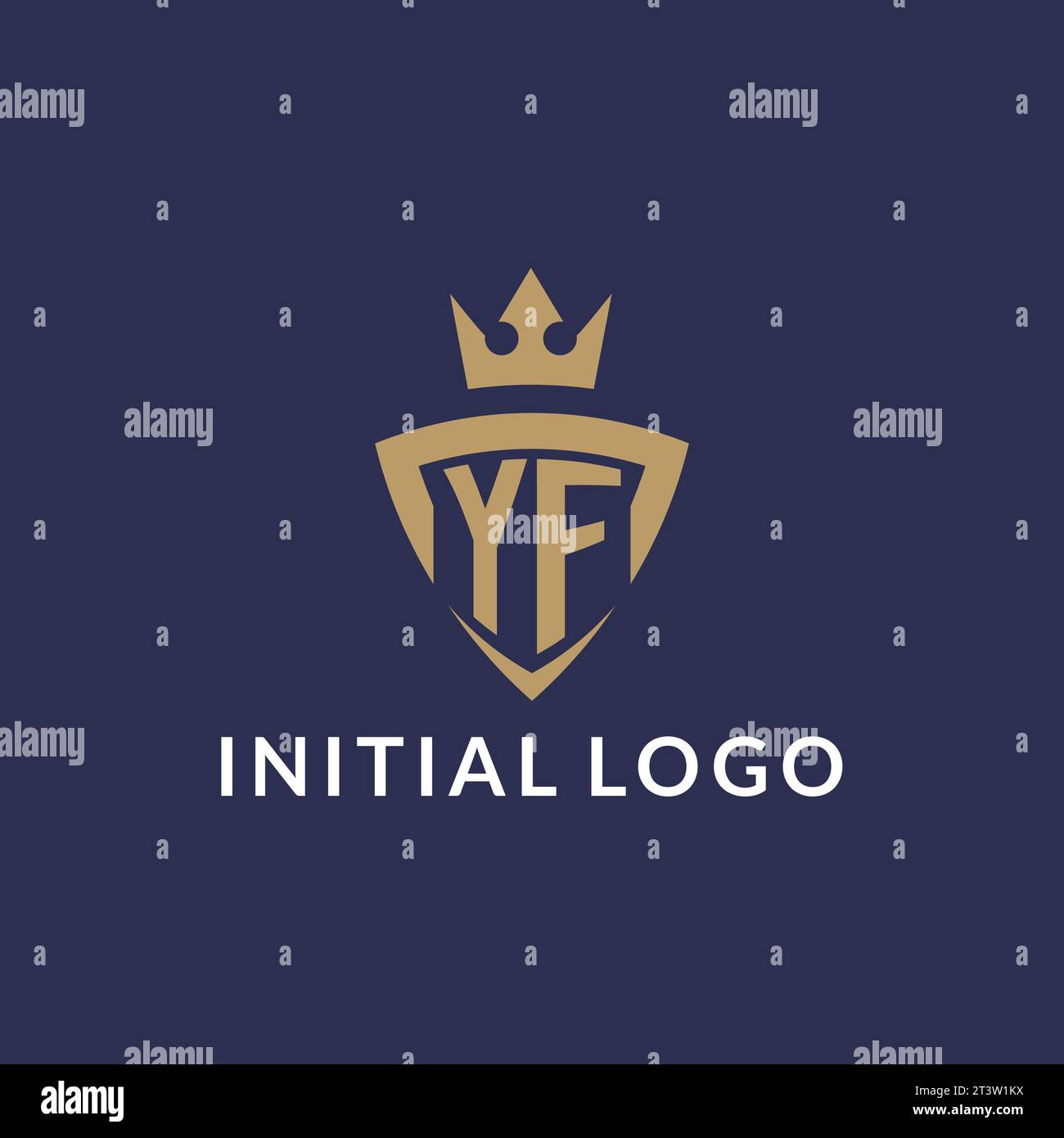 Logo YF avec bouclier et couronne, fichier vectoriel de style de logo initial monogramme Illustration de Vecteur