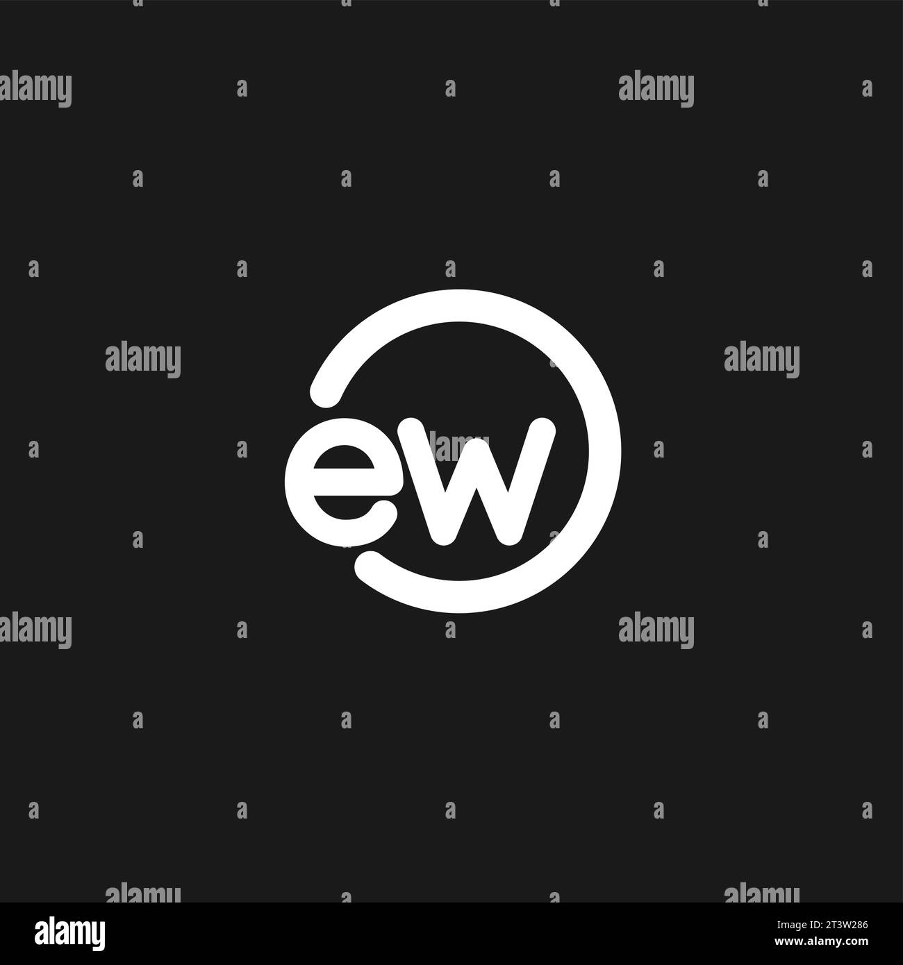 Initiales EW logo monogramme avec des cercles simples graphiques vectoriels de lignes Illustration de Vecteur