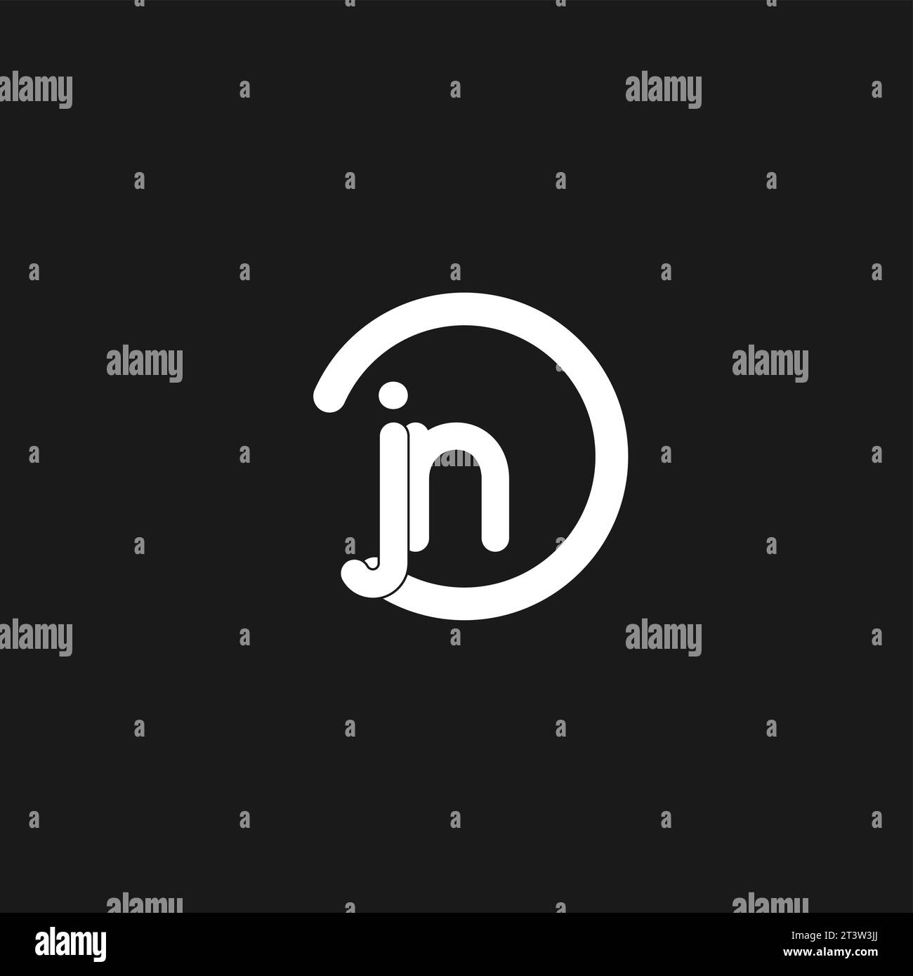 Initiales JN logo monogramme avec des cercles simples graphiques vectoriels de lignes Illustration de Vecteur