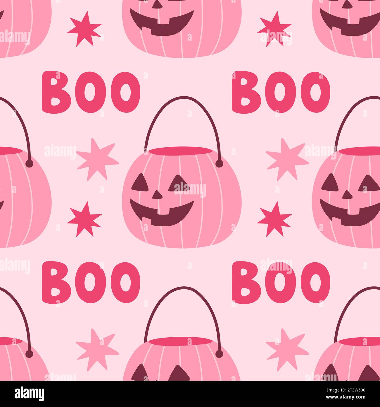 Illustration vectorielle de motif sans couture rose Halloween. Imprimé rose dans un style plat. Citation de lettrage Halloween Illustration de Vecteur