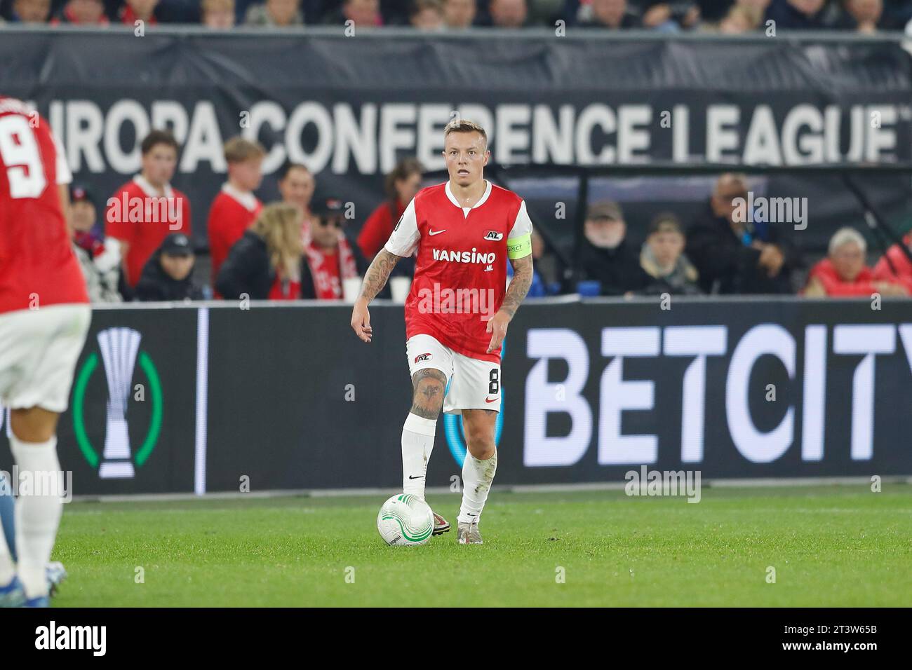 Alkmaar, pays-Bas. 26 octobre 2023. Jordy Clasie (AZ) football/football : UEFA Europa Conference League phase de groupes Match de groupe E entre AZ Alkmaar 1-4 Aston Villa FC à l'AZ Stadion à Alkmaar, pays-Bas . Crédit : Mutsu Kawamori/AFLO/Alamy Live News Banque D'Images