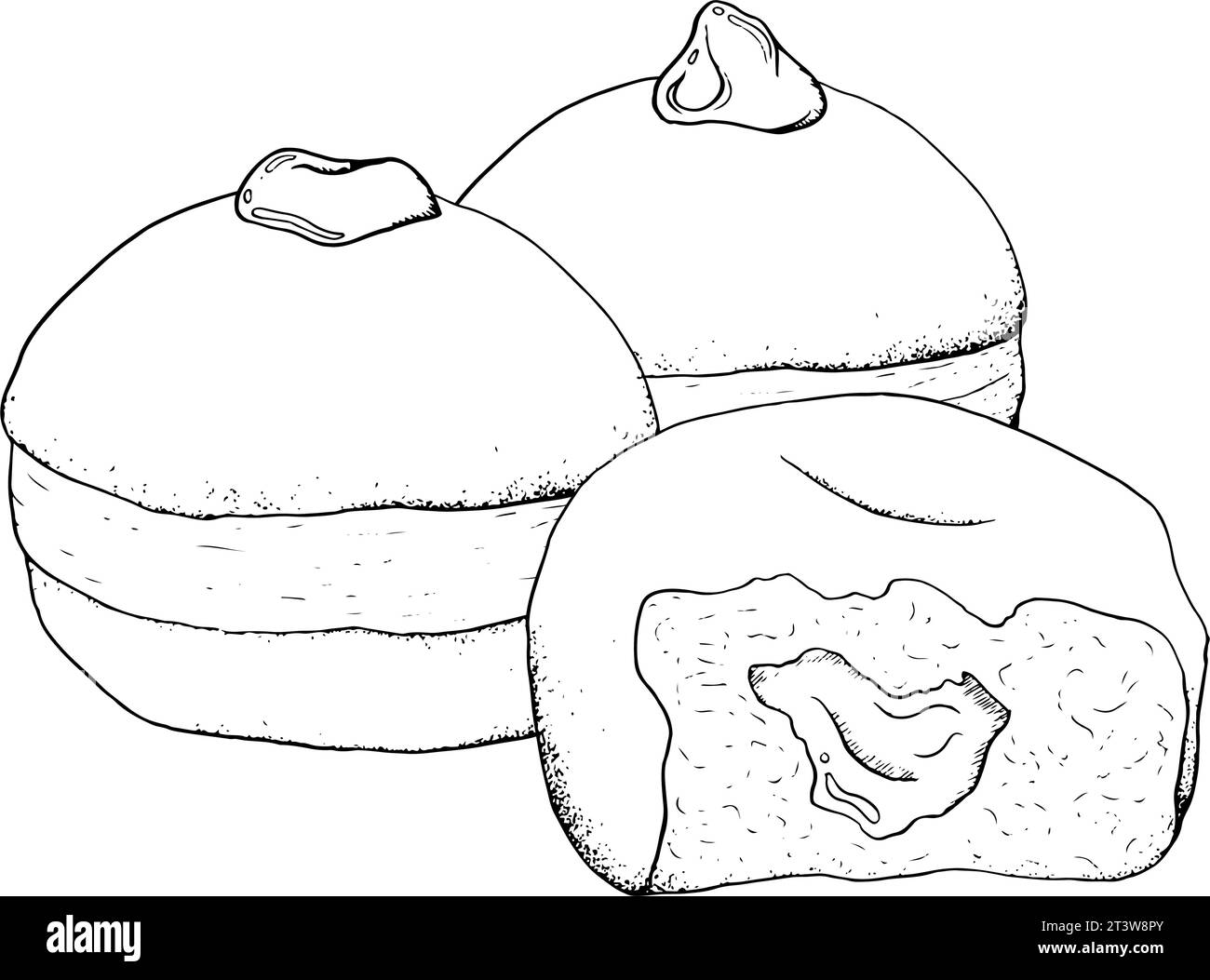 Beignets pour Hanukkah croquis noir et blanc de vacances Illustration de Vecteur