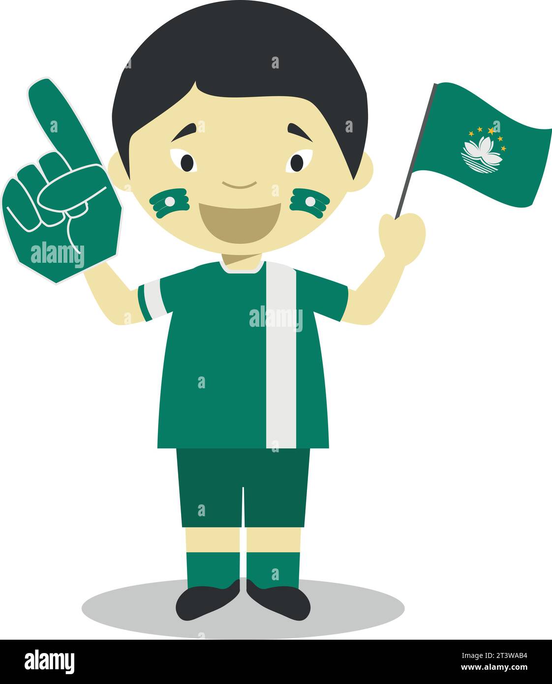 Fan de l'équipe sportive nationale de Macao avec drapeau et gant Vector Illustration Illustration de Vecteur