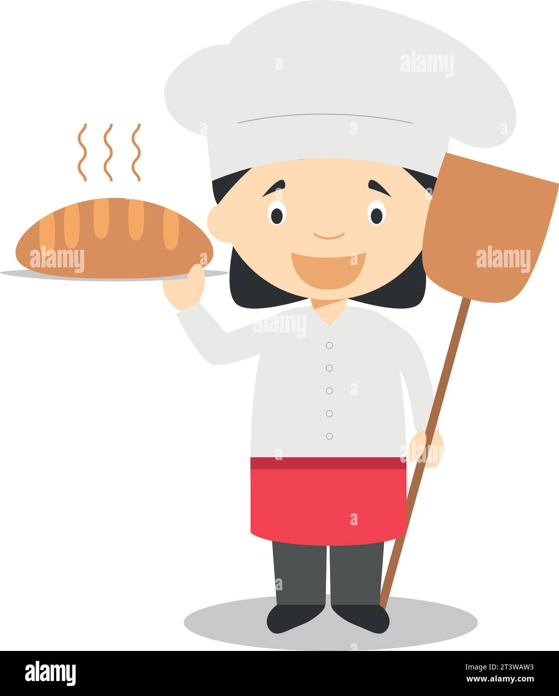 Illustration vectorielle de dessin animé mignon d'un boulanger. Série femmes professions Illustration de Vecteur