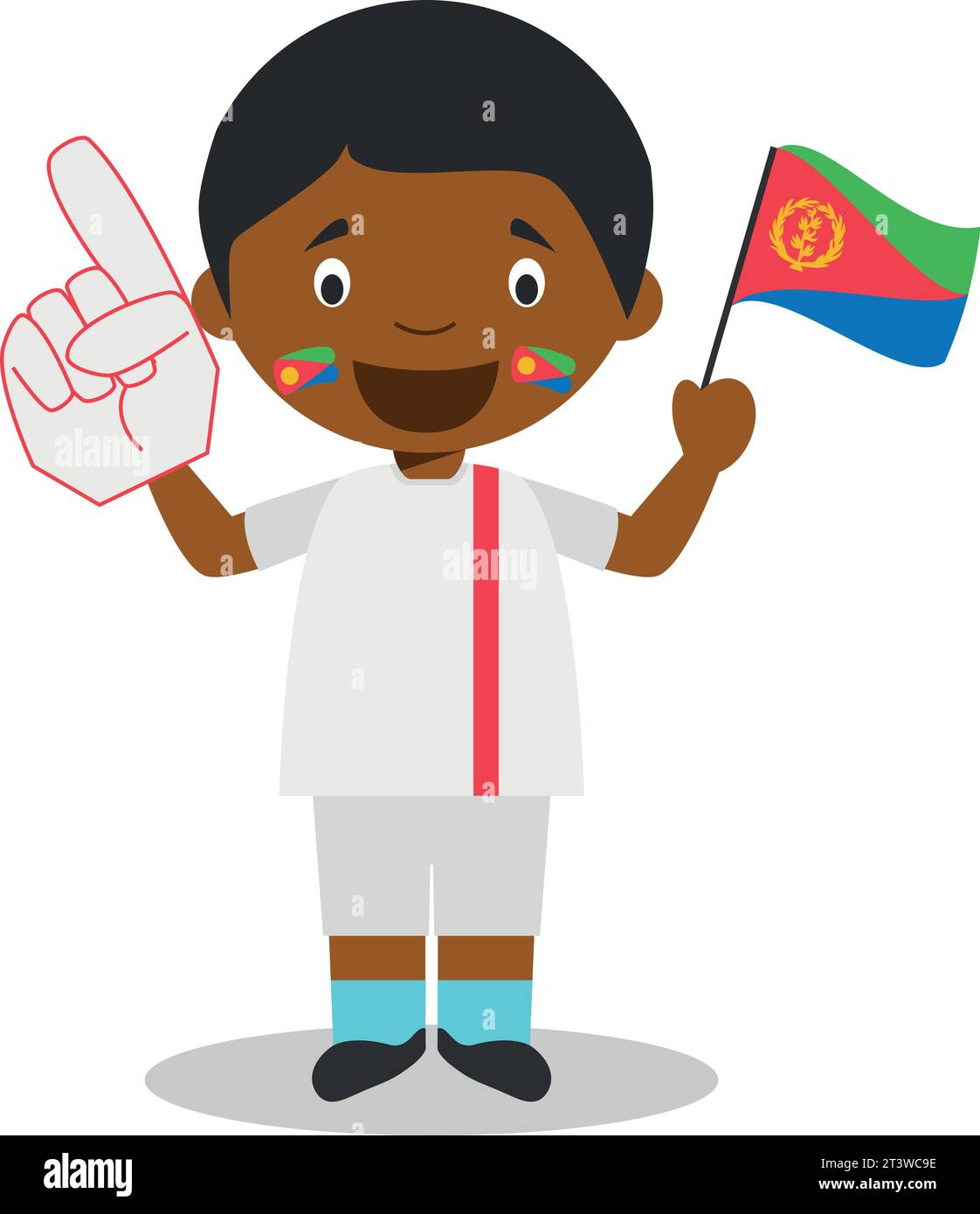 Fan de l'équipe sportive nationale de l'Érythrée avec drapeau et gant Vector Illustration Illustration de Vecteur